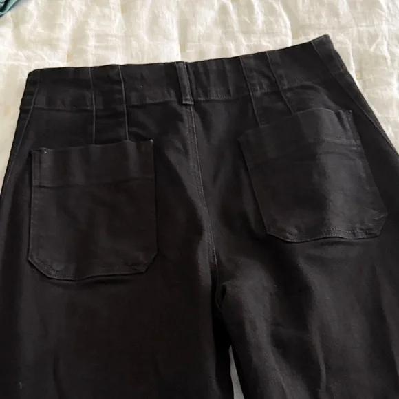 Anthropologie Maeve Black cropped, wide-leg pants. Cotton with a heavier weight - Picture 5 of 5